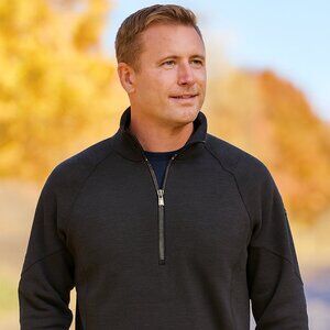 Spyder Men M Brown 1/2 Zip Knit Pullover‎ Athletic Outdoor Sporty Resort Stretch